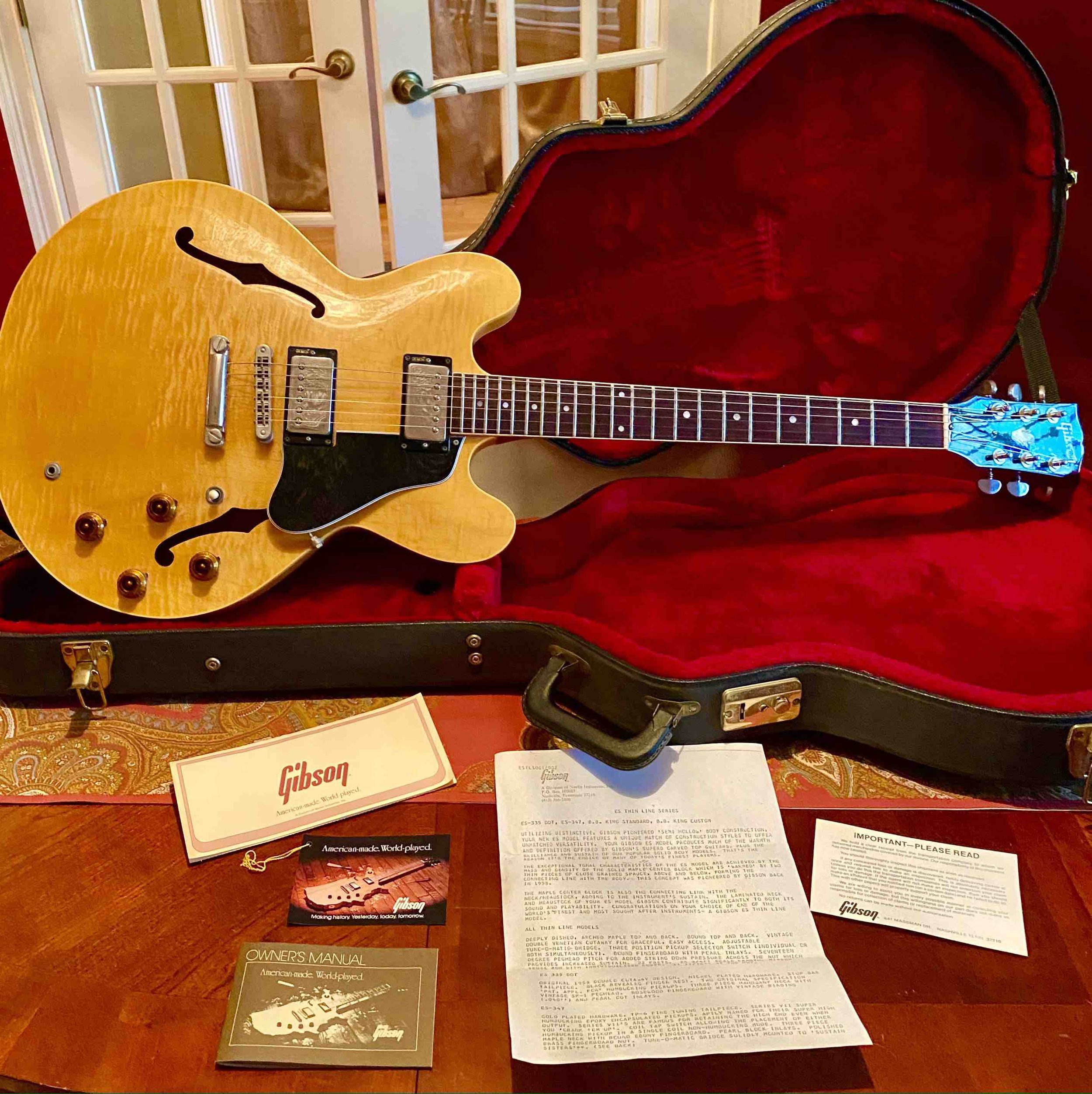 1984 Gibson ES 335 Dot Reissue Custom Shop in Antique Natural with 